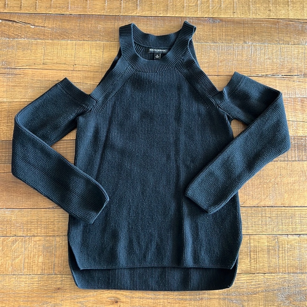 Banana Republic Black Sweater with Shoulder Cut outs